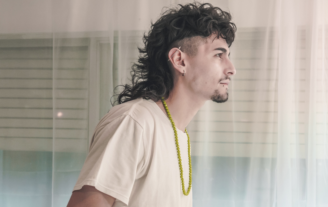 Мужской маллет с фейдом