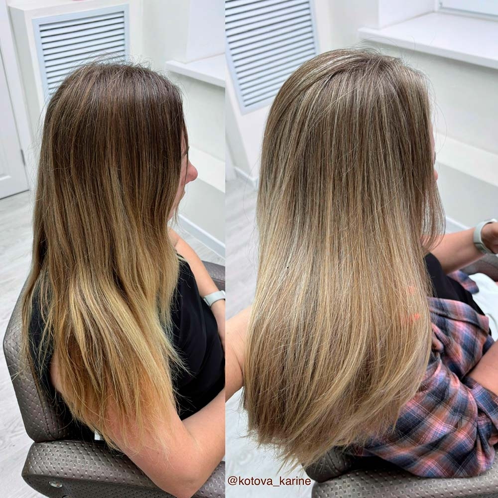 Процесс сложного окрашивания волос в салоне от Каринэ Котовой