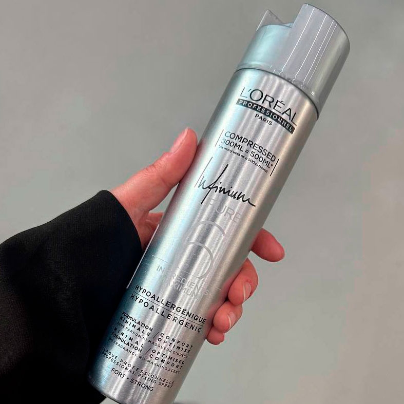 Защита укладки с помощью лака Infinium Pure Strong для сильной фиксации